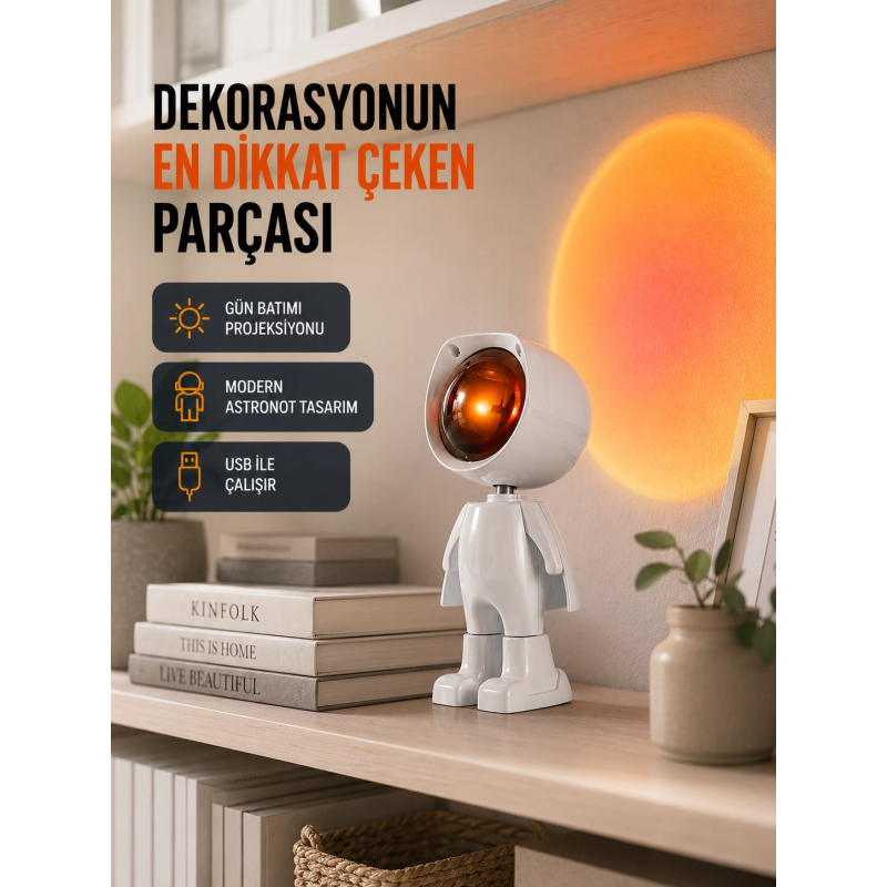 Gün Batımı Efekti Sunan Astronot Led Masa Lambası Yeni Nesil Gün Batımı Efekti Sunan Astronot Led Masa Lambası Yeni Nesil