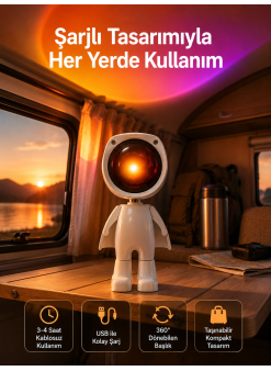 Gün Batımı Projektör Lamba Astronot Görünümlü Dekoratif Masa Lambası