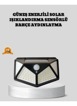 Güneş Enerjili Aydınlatma 100 Led Sensörlü Solar Dış Mekan Lamba