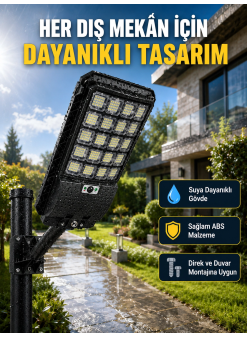 Güneş Enerjili Dış Mekan Led Lambası Geniş Aydınlatma Açılı Akıllı Sokak Lambası