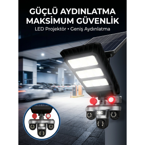 Güneş Enerjili Kablosuz Dış Mekan Güvenlik Kamerası Gece Görüşlü Led Projektörlü