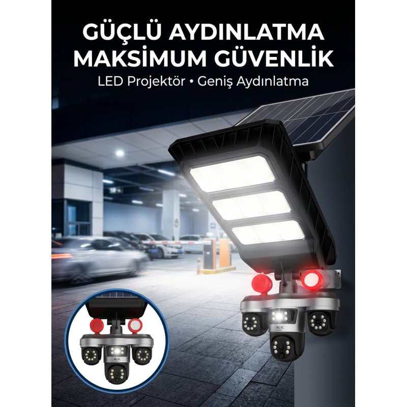 Güneş Enerjili Kablosuz Dış Mekan Güvenlik Kamerası Gece Görüşlü Led Projektörlü Güneş Enerjili Kablosuz Dış Mekan Güvenlik Kamerası Gece Görüşlü Led Projektörlü