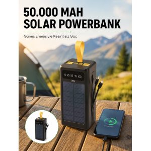 Güneş Enerjili Powerbank Dijital Göstergeli Taşınabilir Güç Kaynağı Yeni Nesil