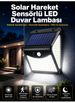 Güneş Enerjili Sensörlü Duvar Lambası Bahçe Lamba Suya Dayanıklı Bahçe Aydınlatma