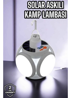 Güneş Enerjili Solar Aydınlatma Kamp Çadır Lambası Şarjlı Ampül Led Şarjlı El Feneri Işıldak