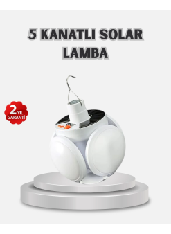 Güneş Enerjili Ve Usb Şarjlı Led Kamp Lambası – 5 Farklı Işık Modlu, Askılı Tasarım
