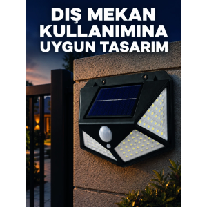 Güneş Enerjisi İle Şarj Olan Hareket Sensörlü 3 Modlu Led Dış Mekan Duvar Aydınlatması