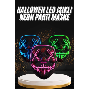 Hallowen Parti Maskesi Neon Led Işıklı Maske 3 Modlu Cadılar Bayramı Maskesi