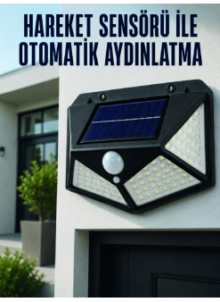 Hareket Sensörlü Güneş Enerjili Duvar Lambası Dış Mekan İçin Güçlü Led Aydınlatma