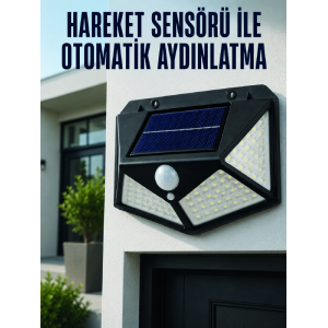 Hareket Sensörlü Güneş Enerjili Duvar Lambası Dış Mekan İçin Güçlü Led Aydınlatma