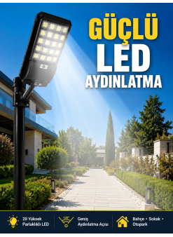 Hareket Sensörlü Solar Led Aydınlatma 3 Modlu Uzaktan Kumandalı Bahçe Lambası