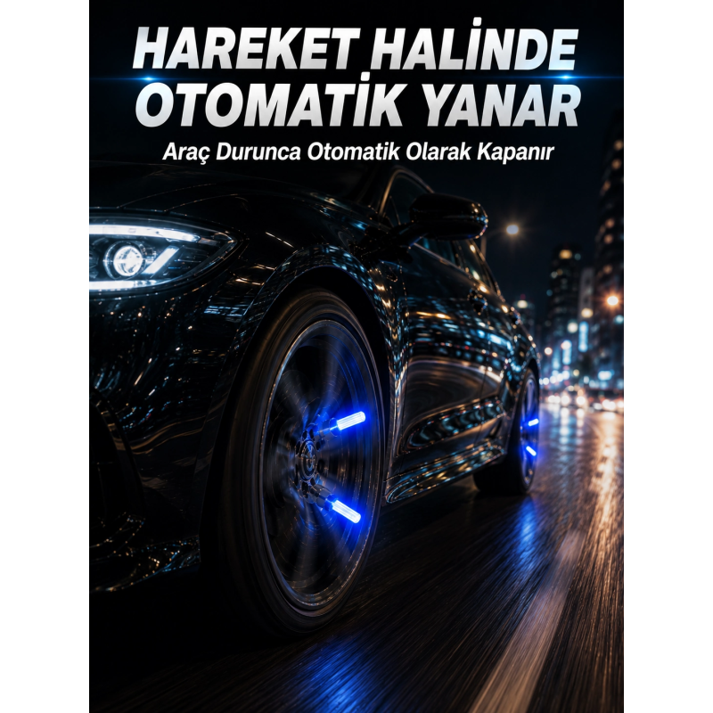 Hareketle Yanan Led Sibop Işığı 4'lü Araç Lastik Lambası Hareketle Yanan Led Sibop Işığı 4'lü Araç Lastik Lambası