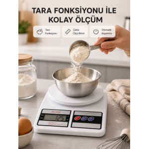 Hassas Dijital Mutfak Tartısı 1g Doğruluk, Lcd Ekran, Otomatik Kapanma Yeni Nesil
