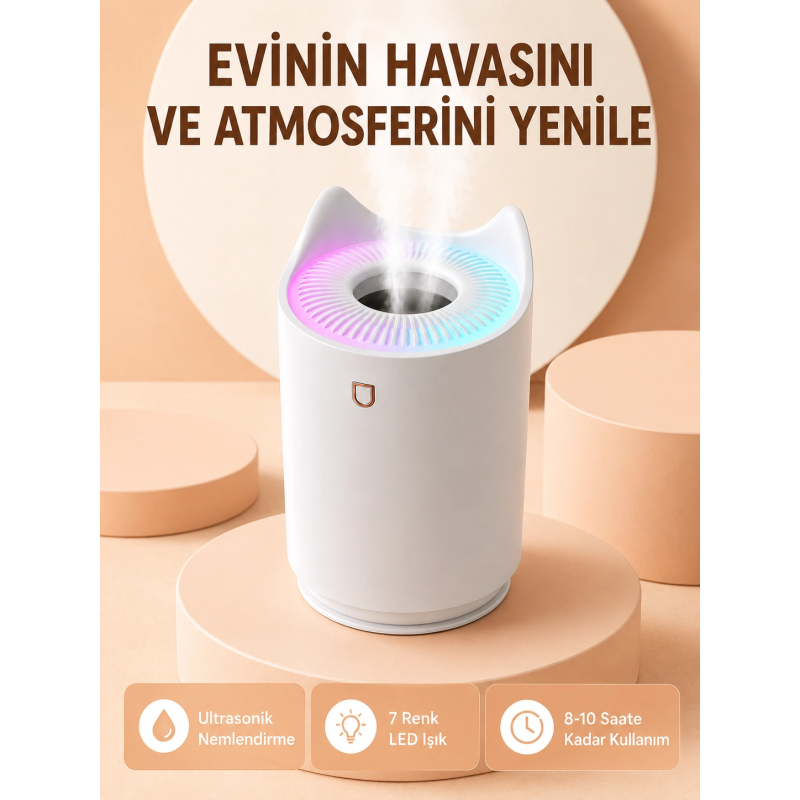 Hava Nemlendirici Buhar Makinesi Aromaterapi Led Işıklı Oda Nemlendirici Hava Nemlendirici Buhar Makinesi Aromaterapi Led Işıklı Oda Nemlendirici