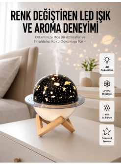 Hava Nemlendirici Led Işıklı Gece Lambası Yıldız Görünümlü Renk Değiştiren
