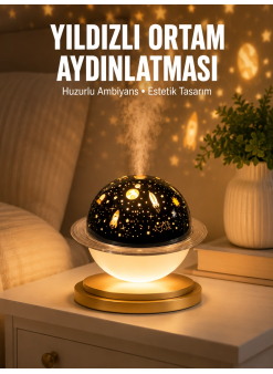 Hava Nemlendirici Led Işıklı Gece Lambası Yıldız Görünümlü Renk Değiştiren