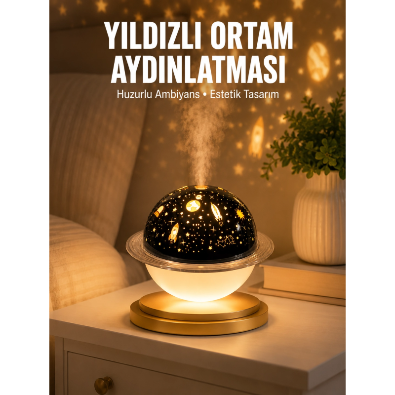 Hava Nemlendirici Led Işıklı Gece Lambası Yıldız Görünümlü Renk Değiştiren Hava Nemlendirici Led Işıklı Gece Lambası Yıldız Görünümlü Renk Değiştiren