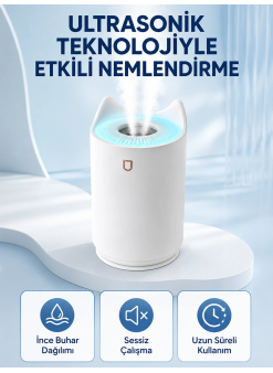 Hava Nemlendirici Ultrasonik Aroma Difüzör 7 Renk Led Işıklı Gece Lambası