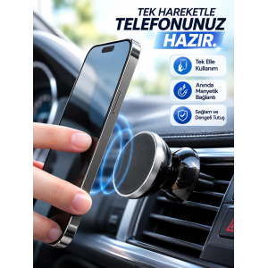 Havalandırma Izgarası İçin Manyetik Araç Telefon Tutucu