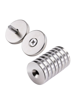 50 Adet 25x10/5x5,5 Mm Neodyum Mıknatıs Havşa Delikli Magnet Vida Atılabilir N35 Nikel Paslanmaz