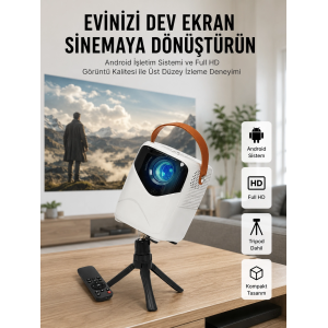 Hd Ayaklı Portatif Projeksiyon Cihazı Bluetooth Wifi Akıllı Android İşlemcili