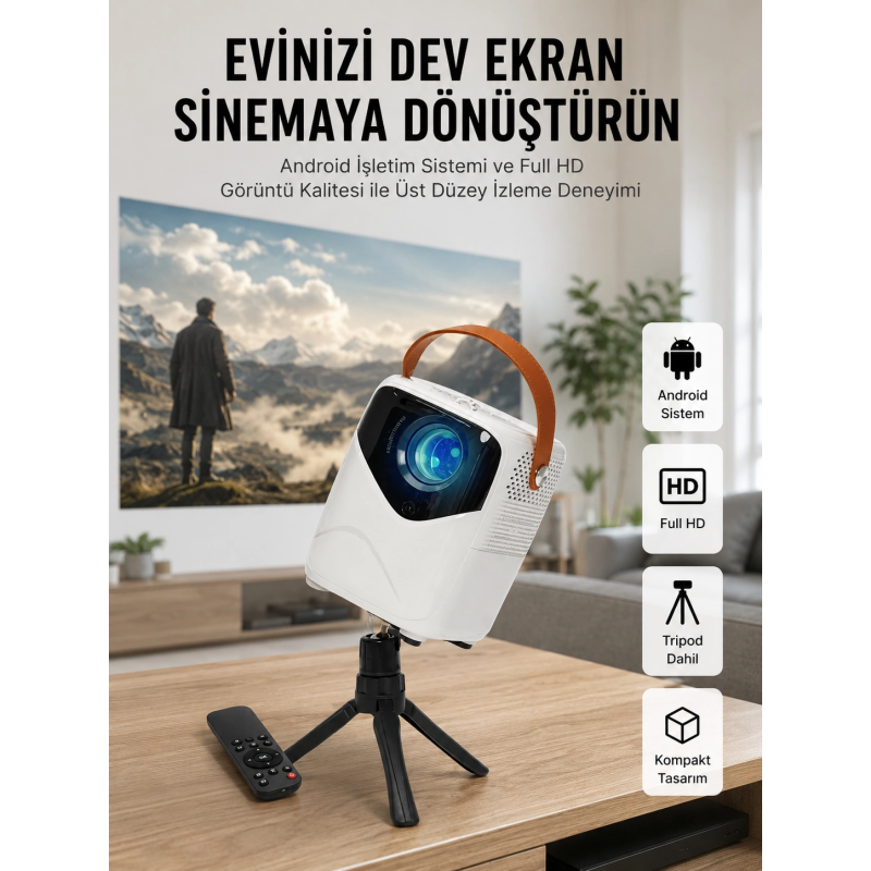Hd Ayaklı Portatif Projeksiyon Cihazı Bluetooth Wifi Akıllı Android İşlemcili Hd Ayaklı Portatif Projeksiyon Cihazı Bluetooth Wifi Akıllı Android İşlemcili