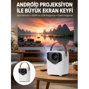 Hd Ayaklı Portatif Projeksiyon Cihazı Bluetooth Wifi Akıllı Android İşlemcili Yeni Nesil