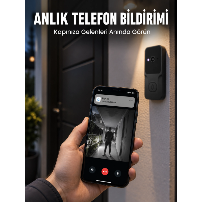 Hd Kameralı Akıllı Kapı Zili | Çift Yönlü Sesli Wi-fi Görüntülü Kapı Zili Hd Kameralı Akıllı Kapı Zili | Çift Yönlü Sesli Wi-fi Görüntülü Kapı Zili