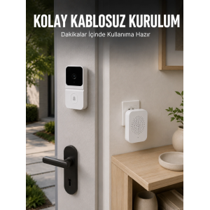 Hd Kameralı Beyaz Görüntülü Kapı Zili Çift Yönlü Sesli Wi-fi Akıllı Kapı Zili