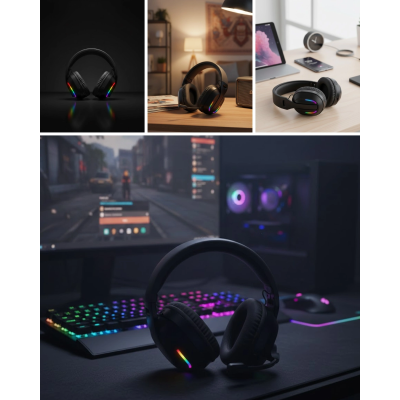 Headset Kablosuz Bluetooth 40mm Sürücülü Mikrofonlu Kulaklığı Headset Kablosuz Bluetooth 40mm Sürücülü Mikrofonlu Kulaklığı
