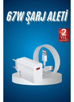 Hızlı Şarj Aleti Adaptörü Kablo Seti 67w Uzun Ömürlü Beyaz