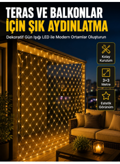 İç Ve Dış Mekân Kullanımına Uygun 3x3 Metre Led Işık Ağı
