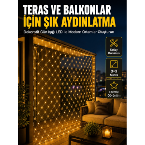İç Ve Dış Mekân Kullanımına Uygun 3x3 Metre Led Işık Ağı