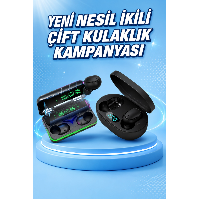 İkili Bluetooth Kulaklık Dijital Göstergeli Uzun Pil Ömrü Yüksek Ses Kaliteli İkili Bluetooth Kulaklık Dijital Göstergeli Uzun Pil Ömrü Yüksek Ses Kaliteli