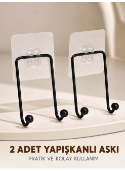 İkili Duvar Tipi Yapışkanlı Askılık Pratik Ev Düzenleme Askısı