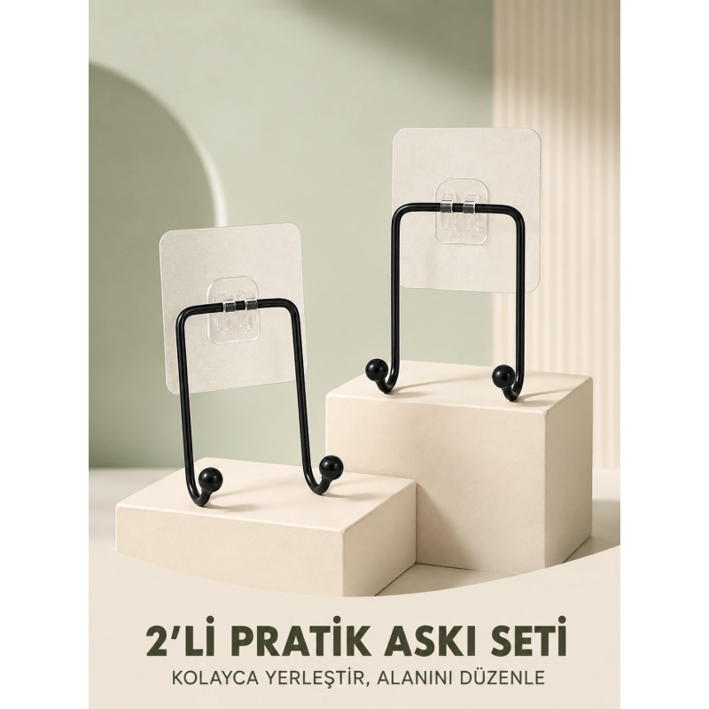 İkili Yapışkanlı Askı Seti Duvar Tipi Çok Amaçlı Pratik Askılık 2 Adet İkili Yapışkanlı Askı Seti Duvar Tipi Çok Amaçlı Pratik Askılık 2 Adet
