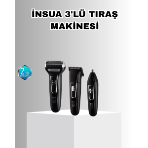 İnsua Erkek Bakım Seti – 3 Başlıklı Şarjlı Tıraş Makinesi, 60 Dakika Kablosuz Kullanım