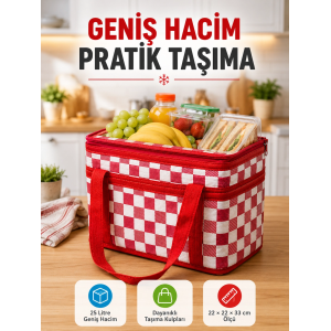 Isı Yalıtımlı Termos Piknik Çantası Geniş Hacimli Soğuk Ve Sıcak Taşıma Çantası