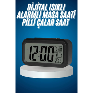 Işıklı Dereceli Masa Ofis Saati Alarmlı Termometre Takvim Çalar Saat