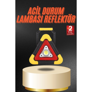 Işıklı İkaz Lambası Reflektör Şarjlı Işıklı Üçgen Led Acil Durum Feneri