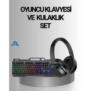 Işıklı  Klavye Mouse Ve Bluetooth Kulaklık Seti Türkçe Q Usb