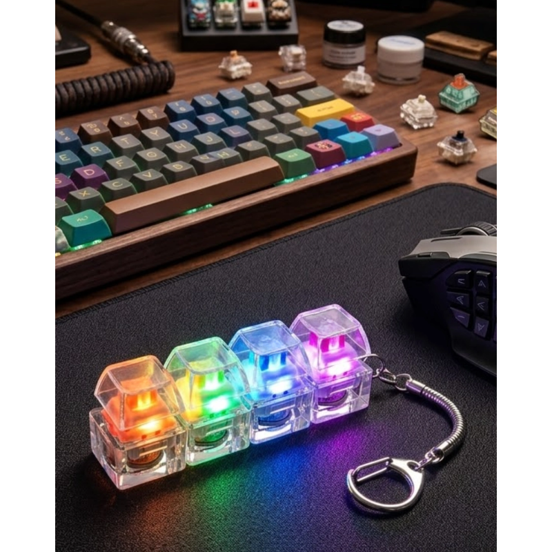 Işıklı Mekanik Tuş Anahtarlık Klik Sesli Stres Oyuncağı Fidget Işıklı Mekanik Tuş Anahtarlık Klik Sesli Stres Oyuncağı Fidget