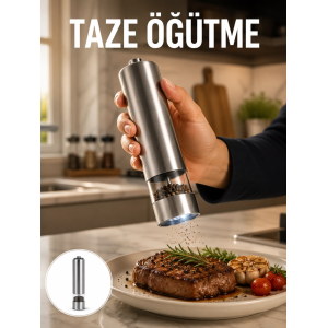 Işıklı Pilli Baharat Değirmeni Taze Ve Pratik Öğütme Yeni Nesil