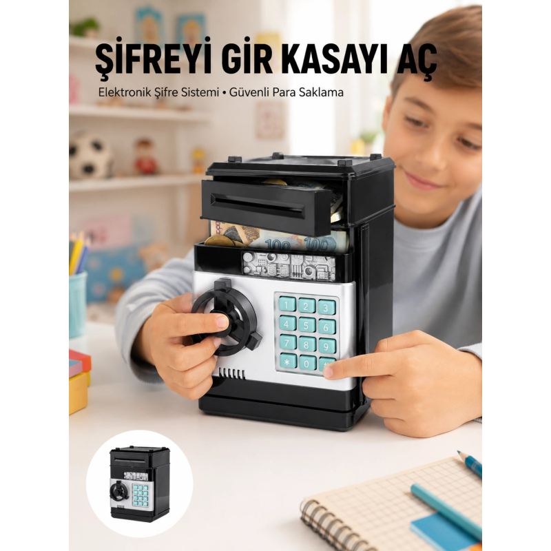 Işıklı Sesli Şifreli Atm Görünümlü Kasa Kumbara Işıklı Sesli Şifreli Atm Görünümlü Kasa Kumbara