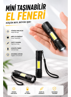 Işıldak El Feneri Kamp Lambası Mini Taşınabilir Acil Durum Lambası Fener Led Işık