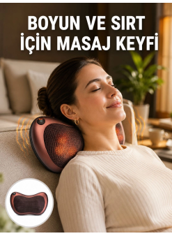 Isıtma Özellikli Derin Yoğurma Masaj Yastığı Priz & Çakmak Girişli Yeni Nesil