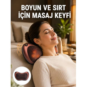 Isıtma Özellikli Derin Yoğurma Masaj Yastığı Priz & Çakmak Girişli Yeni Nesil