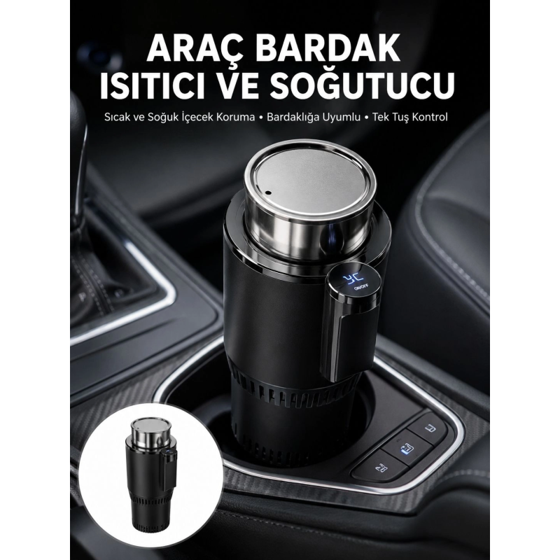 Isıtma Soğutma Özellikli Araç Bardaklığı Çakmak Girişli Akıllı Yeni Nesil Isıtma Soğutma Özellikli Araç Bardaklığı Çakmak Girişli Akıllı Yeni Nesil