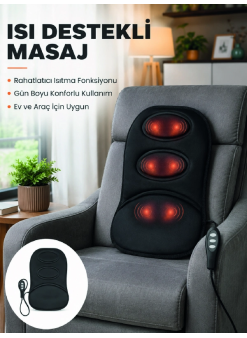 Isıtmalı Masaj Minderi  Masaj Motoru, Kablolu Kumanda Ve Çoklu Masaj Modu