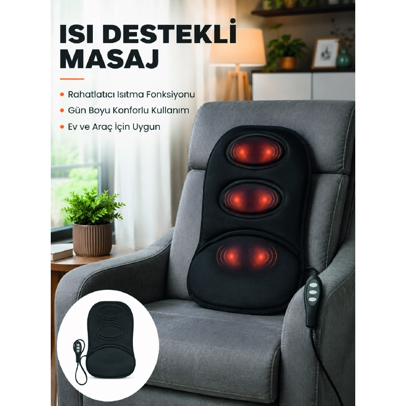 Isıtmalı Masaj Minderi Masaj Motoru, Kablolu Kumanda Ve Çoklu Masaj Modu Isıtmalı Masaj Minderi Masaj Motoru, Kablolu Kumanda Ve Çoklu Masaj Modu